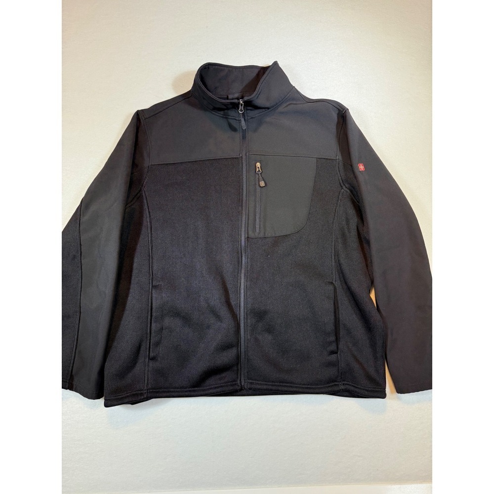Swiss Tech Mens 2XL/2XG Black Full Zip Softshell Jacket Outdoor Activewear